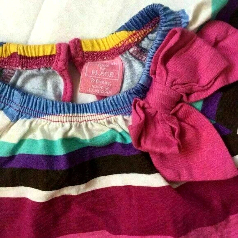Made With Love by Place Rainbow Striped Cotton Baby Girl Dress 3-6 months